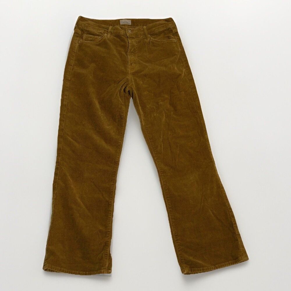 MOTHER The Outsider Crop Corduroy Pants in Olive Brown size 28